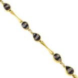 An 18ct gold blue John bracelet, with brilliant-cut diamond highlights and T-bar clasp.