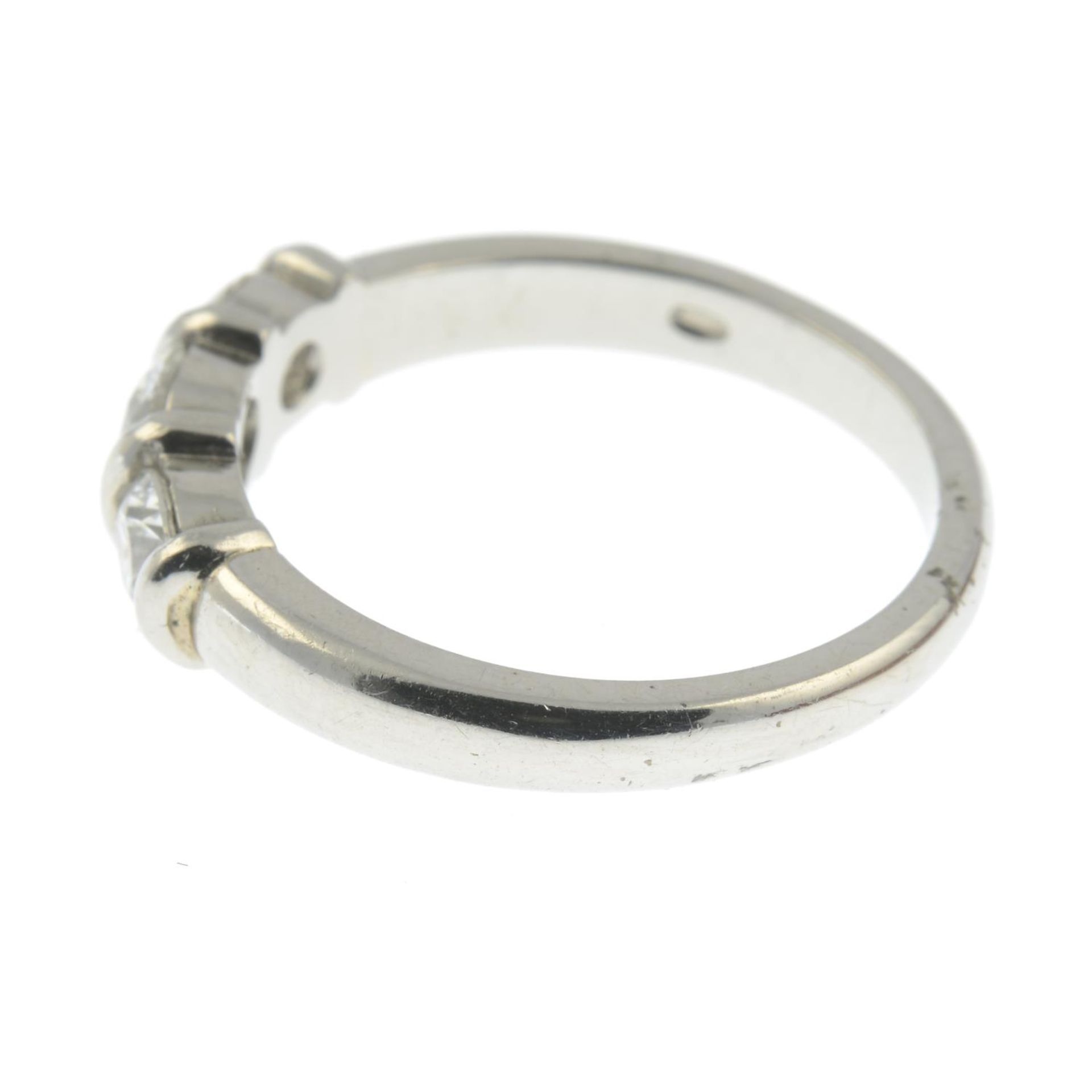 A platinum brilliant-cut diamond three-stone ring.Estimated total diamond weight 0.75ct, - Image 2 of 3