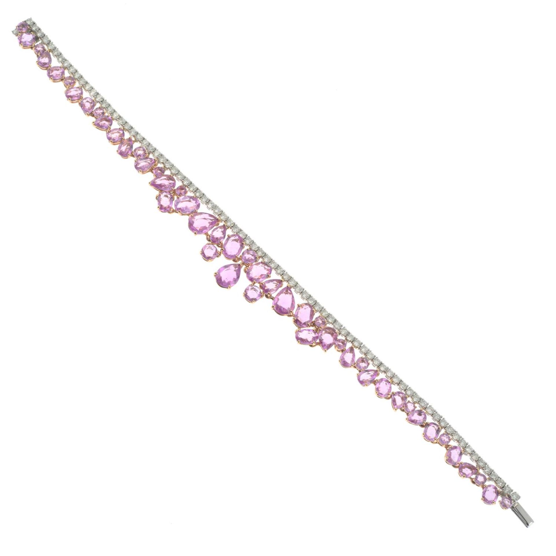 An 18ct gold pink sapphire and diamond 'Beneath the Rose' bracelet. - Image 2 of 3