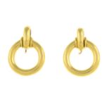 A pair of 18ct gold hoop earrings.Hallmarks for London, 1993.Length 2.2cms.