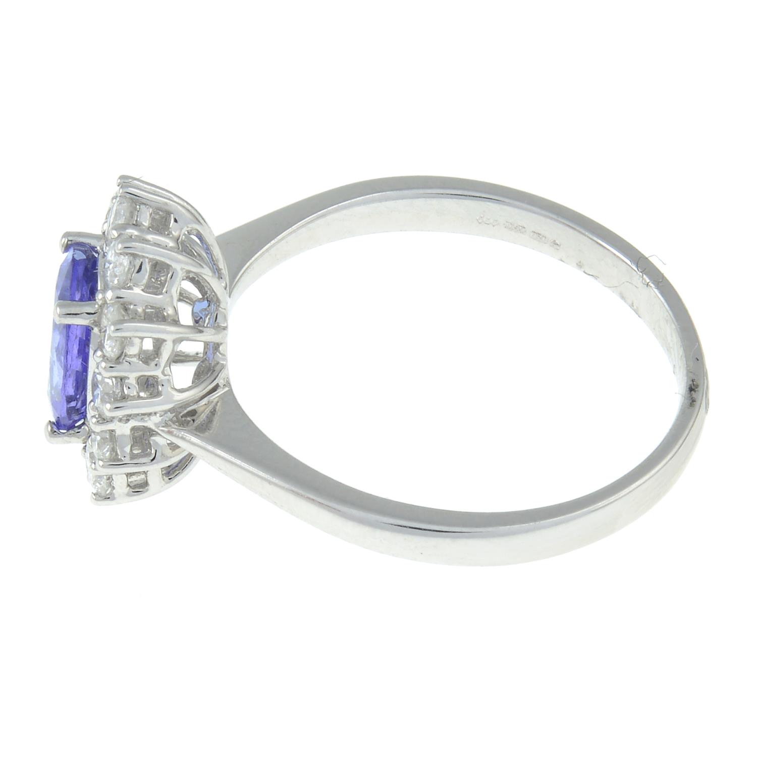 An 18ct gold tanzanite and brilliant-cut diamond cluster ring.Tanzanite weight 1.15cts.Total - Image 2 of 3