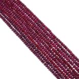 A faceted ruby bead mutli-strand necklace,