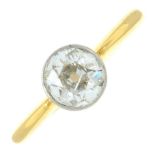 An 18ct gold old-cut diamond single-stone ring.Estimated diamond weight 0.90ct,
