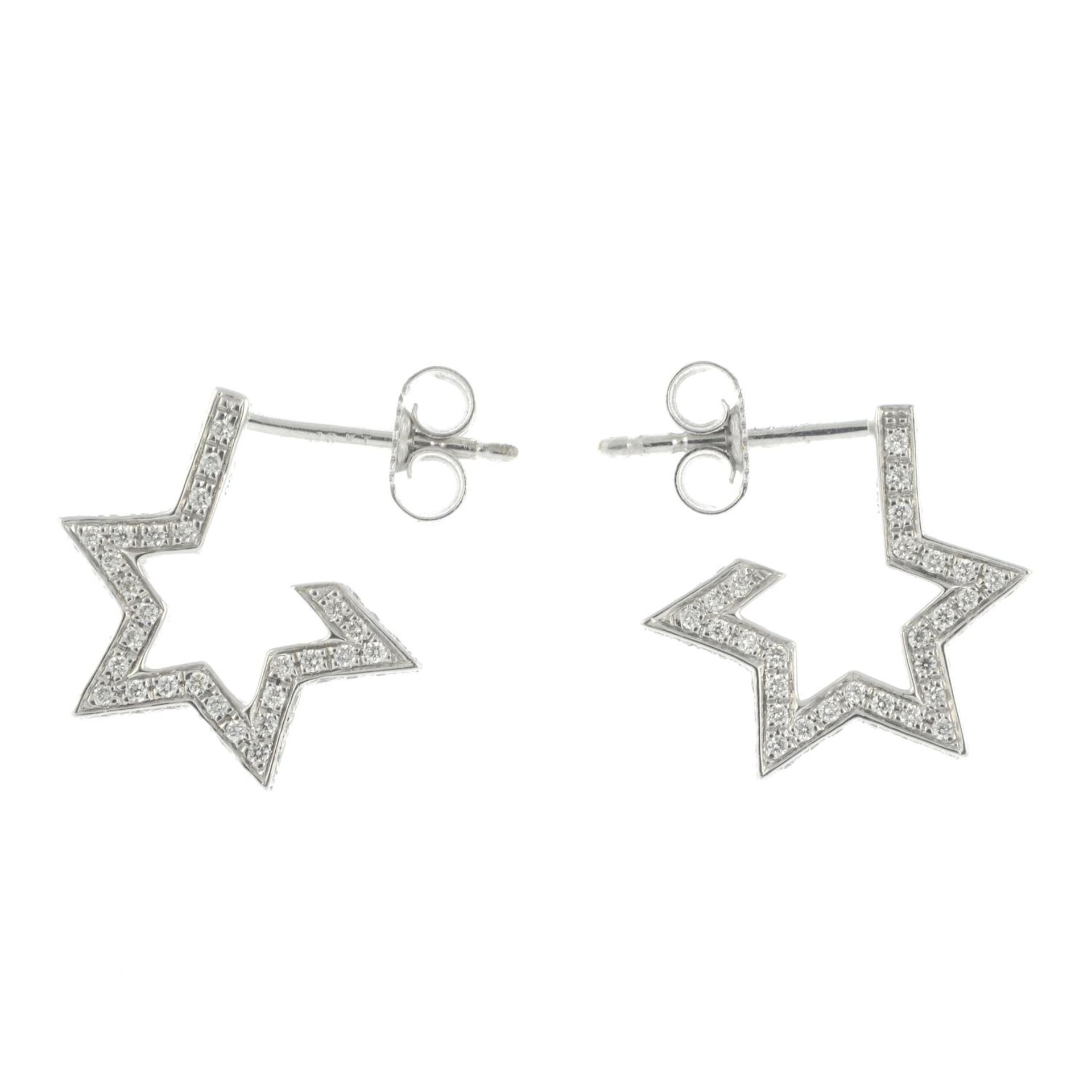 A pair of brilliant-cut diamond star earrings, - Image 2 of 3