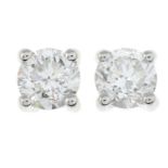A pair of brilliant-cut diamond earrings.With report 22J410821806,