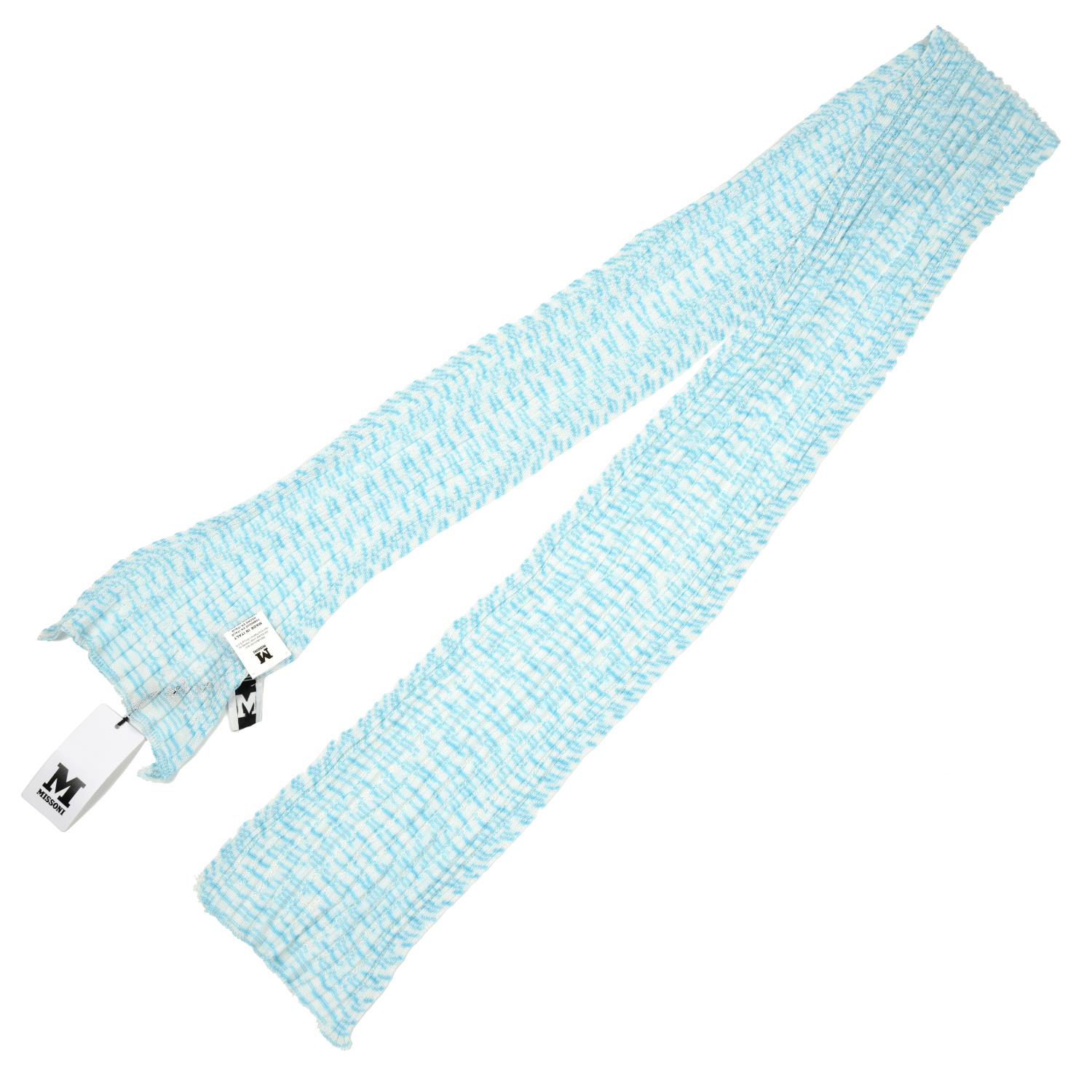 MISSONI - a white and blue scarf. - Image 2 of 2