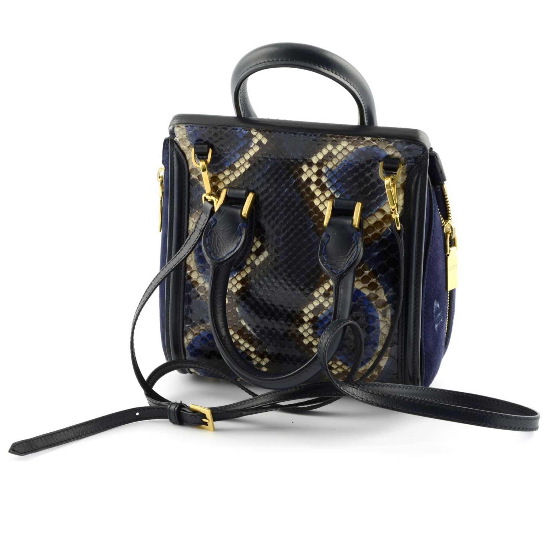 ALEXANDER MCQUEEN - a midnight blue python skin mini Heroine handbag. - Image 2 of 8