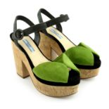 PRADA - a pair of suede platform sandals.