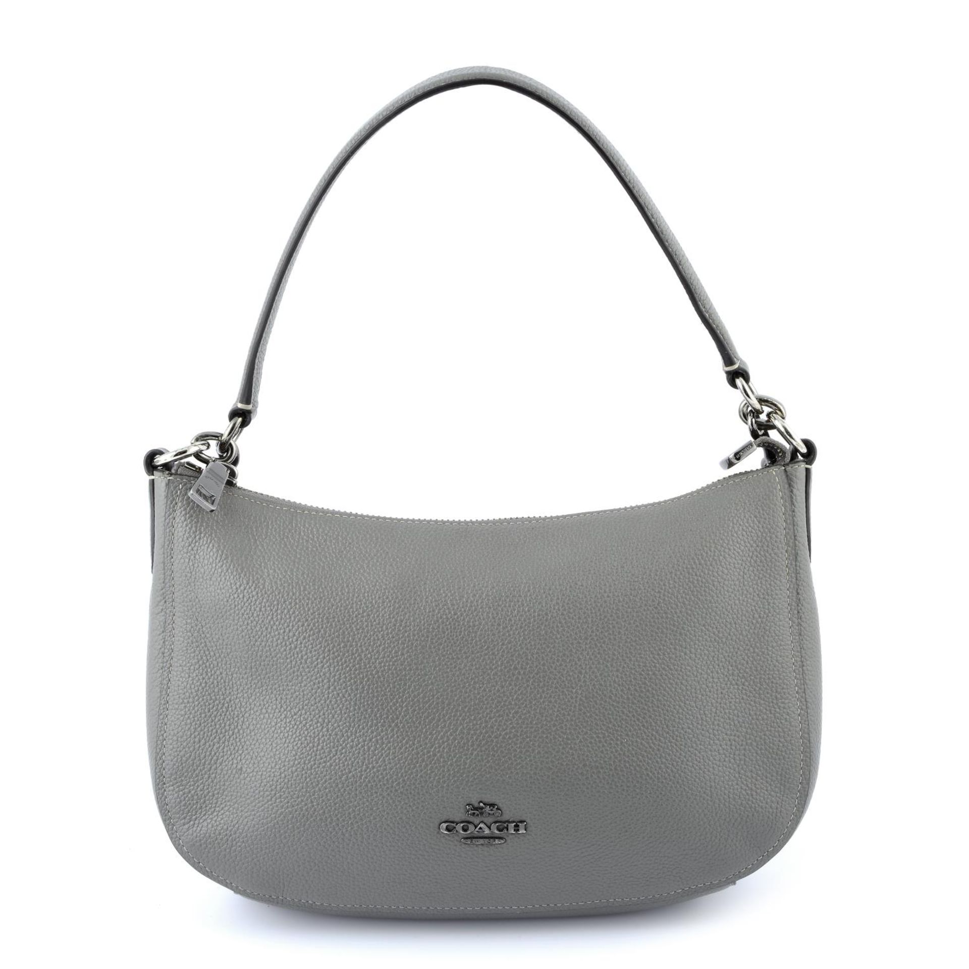 COACH - a grey leather handbag.