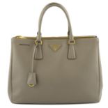 PRADA - a grey saffiano leather Galleria handbag.