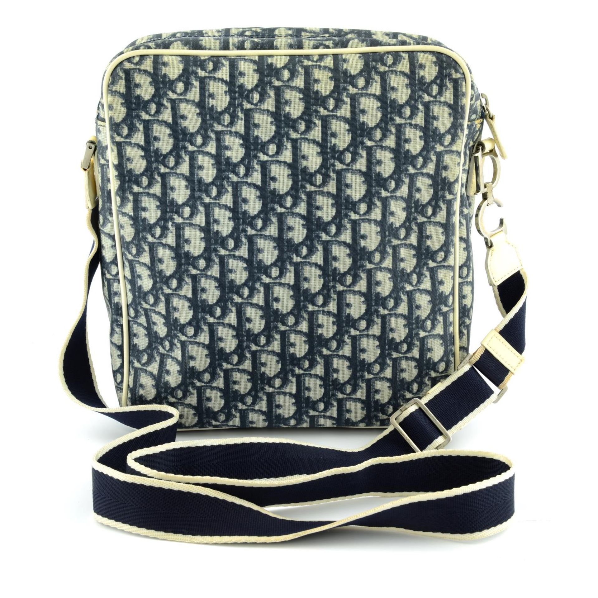 CHRISTIAN DIOR - a blue coated Trotter canvas messenger handbag. - Image 6 of 8