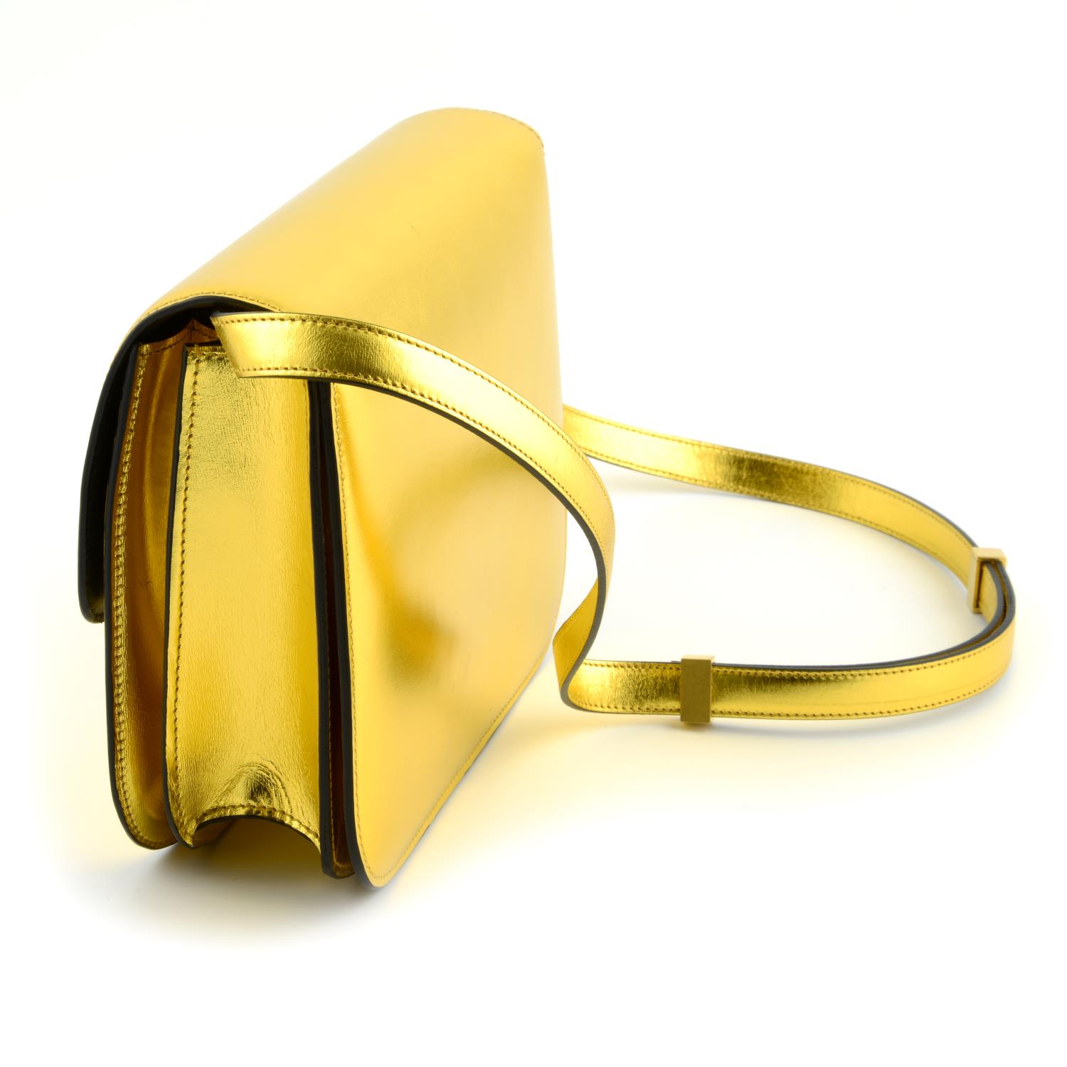 CÉLINE - a metallic gold Box handbag. - Image 3 of 9