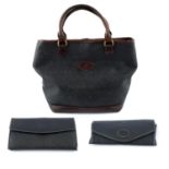 MULBERRY - a Scotchgrain leather handbag, glasses case and purse.