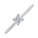 TIFFANY & CO. - a square-shape diamond single-stone ring.
