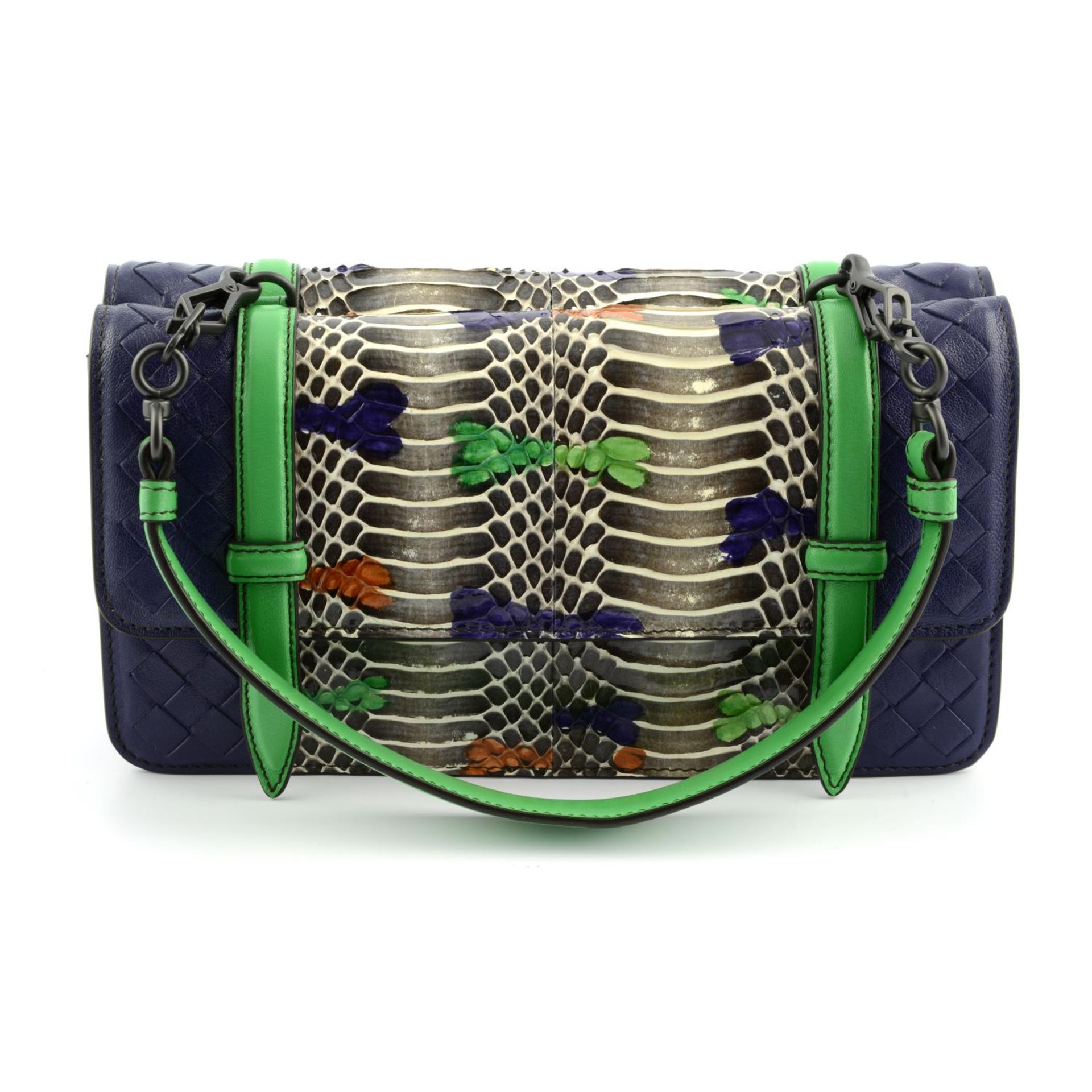 BOTTEGA VENETA - a multicolour Intrecciato leather and python baguette handbag. - Image 2 of 6