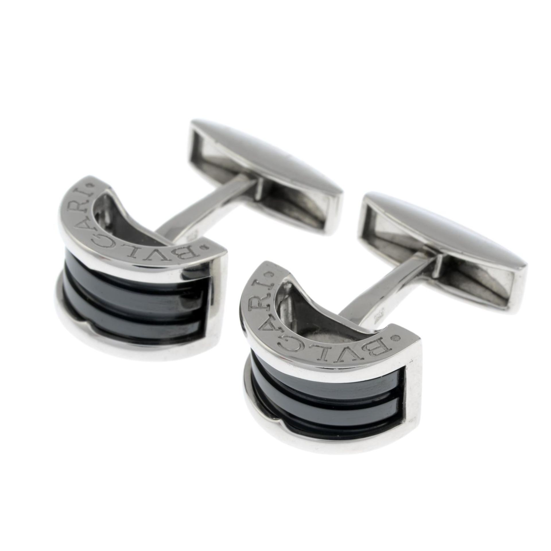 BULGARI - a pair of black 'B.Zero1' cufflinks. - Image 3 of 3