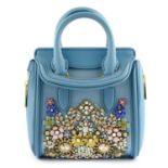 ALEXANDER MCQUEEN - a blue embellished mini Heroine handbag.