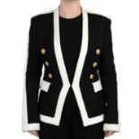 BALMAIN - a black and white tweed blazer.