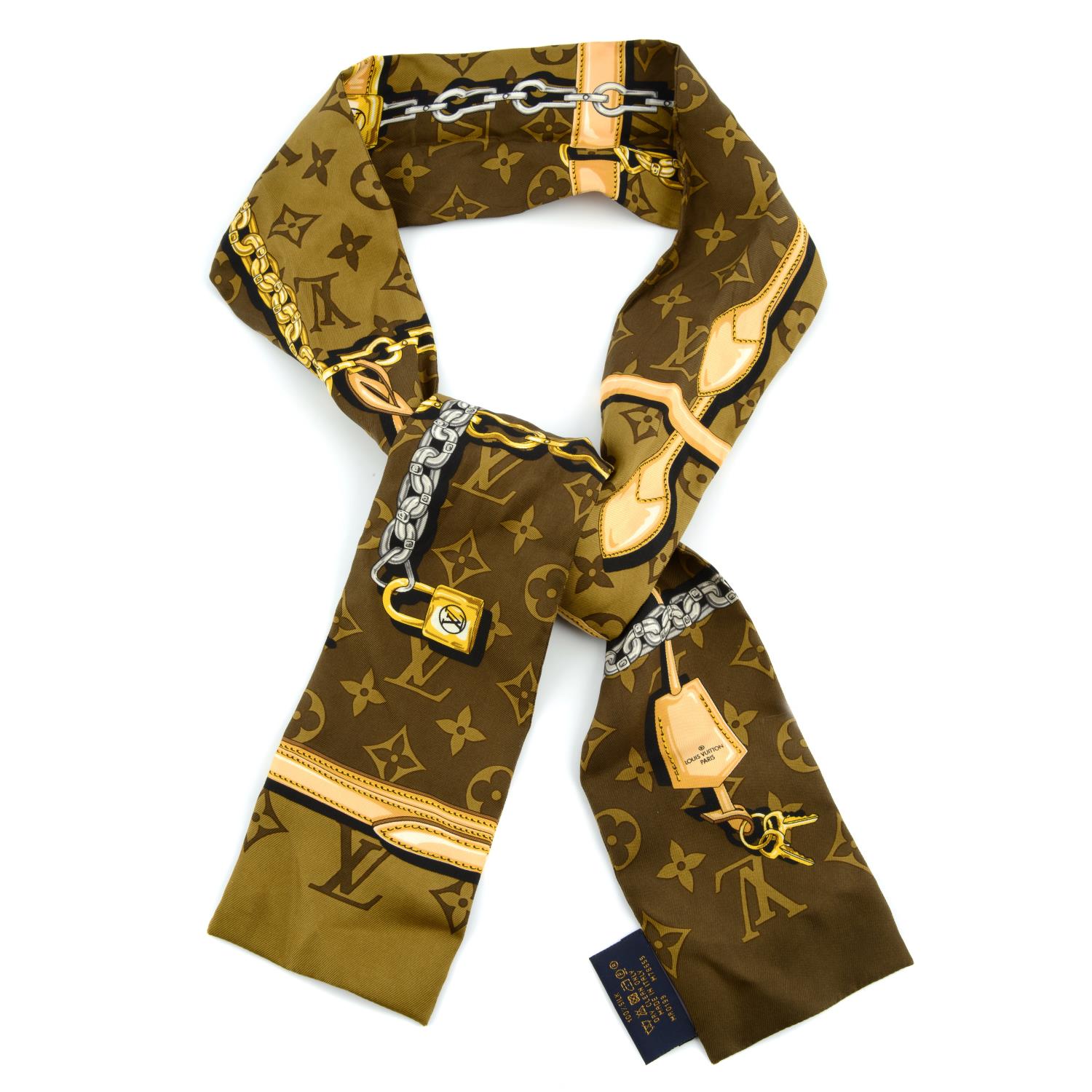 LOUIS VUITTON - a brown Monogram Confidential bandeau scarf.