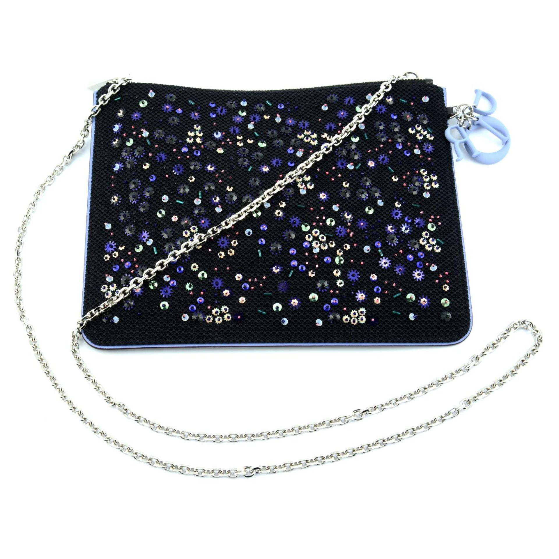 CHRISTIAN DIOR - a mesh beaded Pouch On Chain handbag. - Image 4 of 4