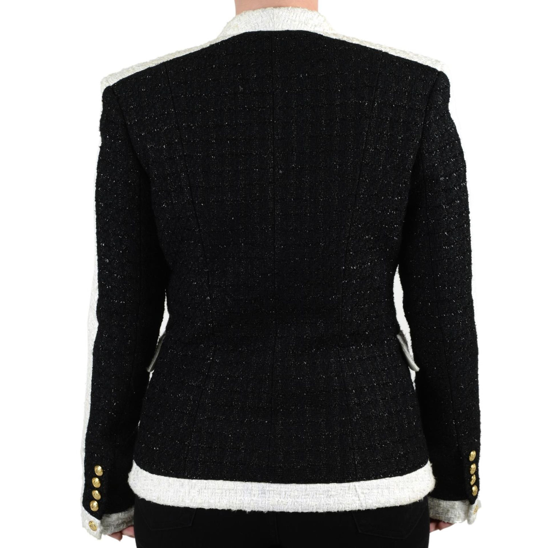 BALMAIN - a black and white tweed blazer. - Image 2 of 4