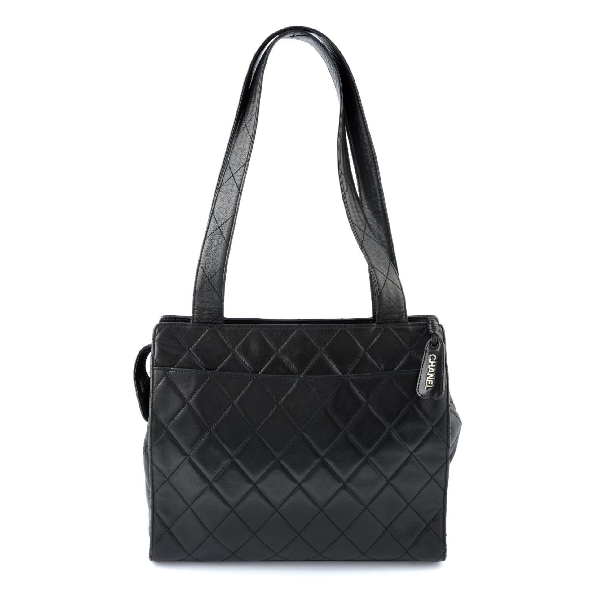 CHANEL - a black quilted leather zip handbag. - Image 2 of 4