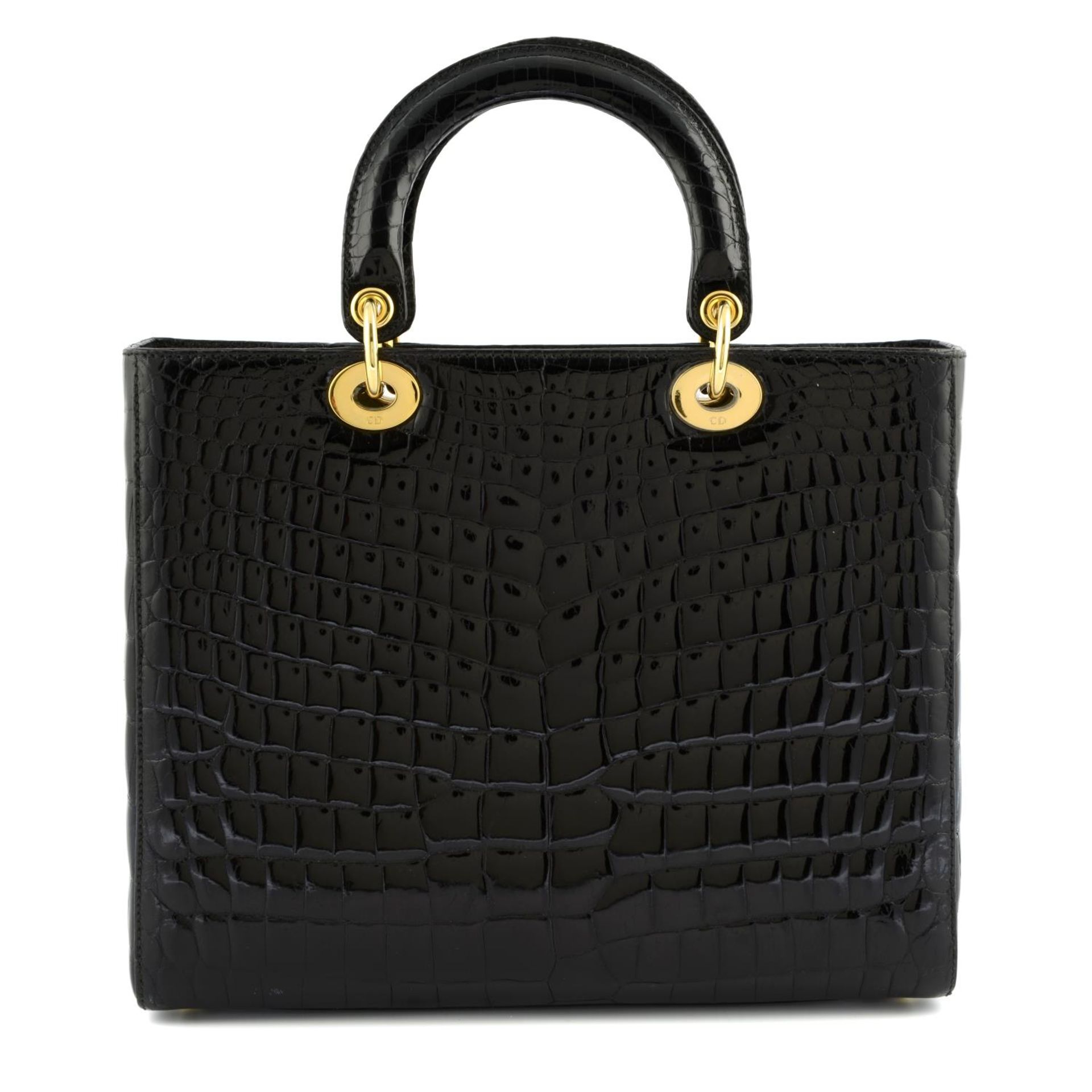 CHRISTIAN DIOR - a black crocodile Lady Dior handbag. - Image 2 of 5