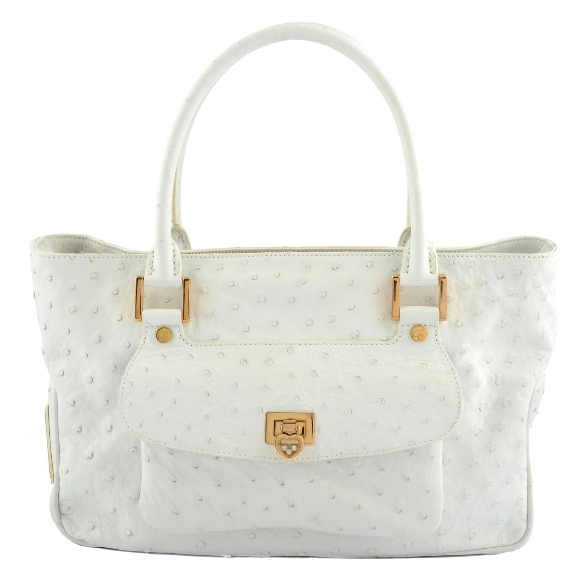 CHOPARD - a white ostrich 'Happy' handbag.