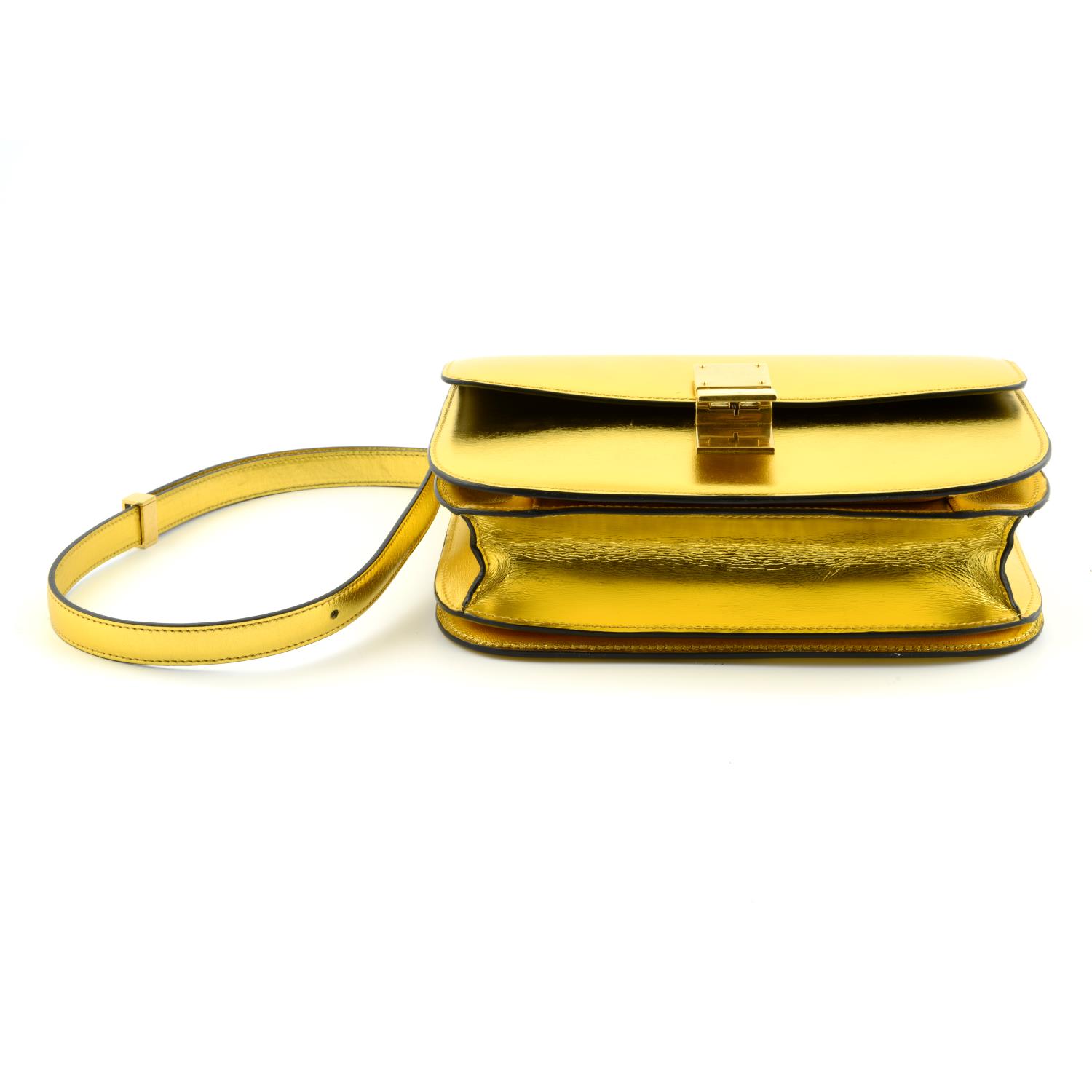 CÉLINE - a metallic gold Box handbag. - Image 5 of 9