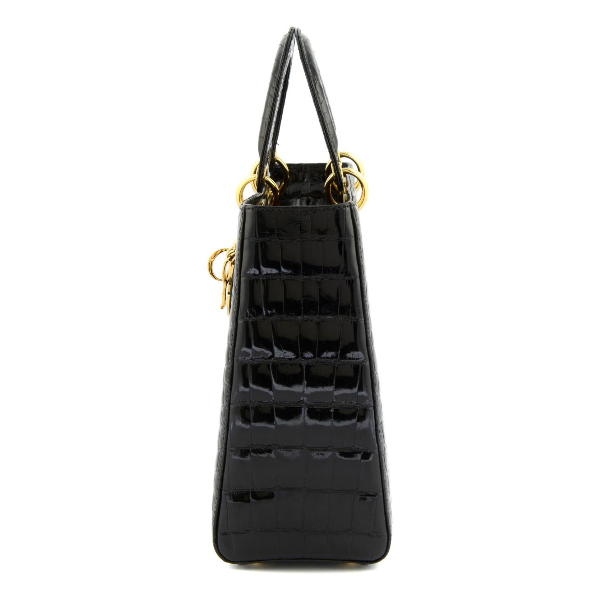 CHRISTIAN DIOR - a black crocodile Lady Dior handbag. - Image 3 of 5