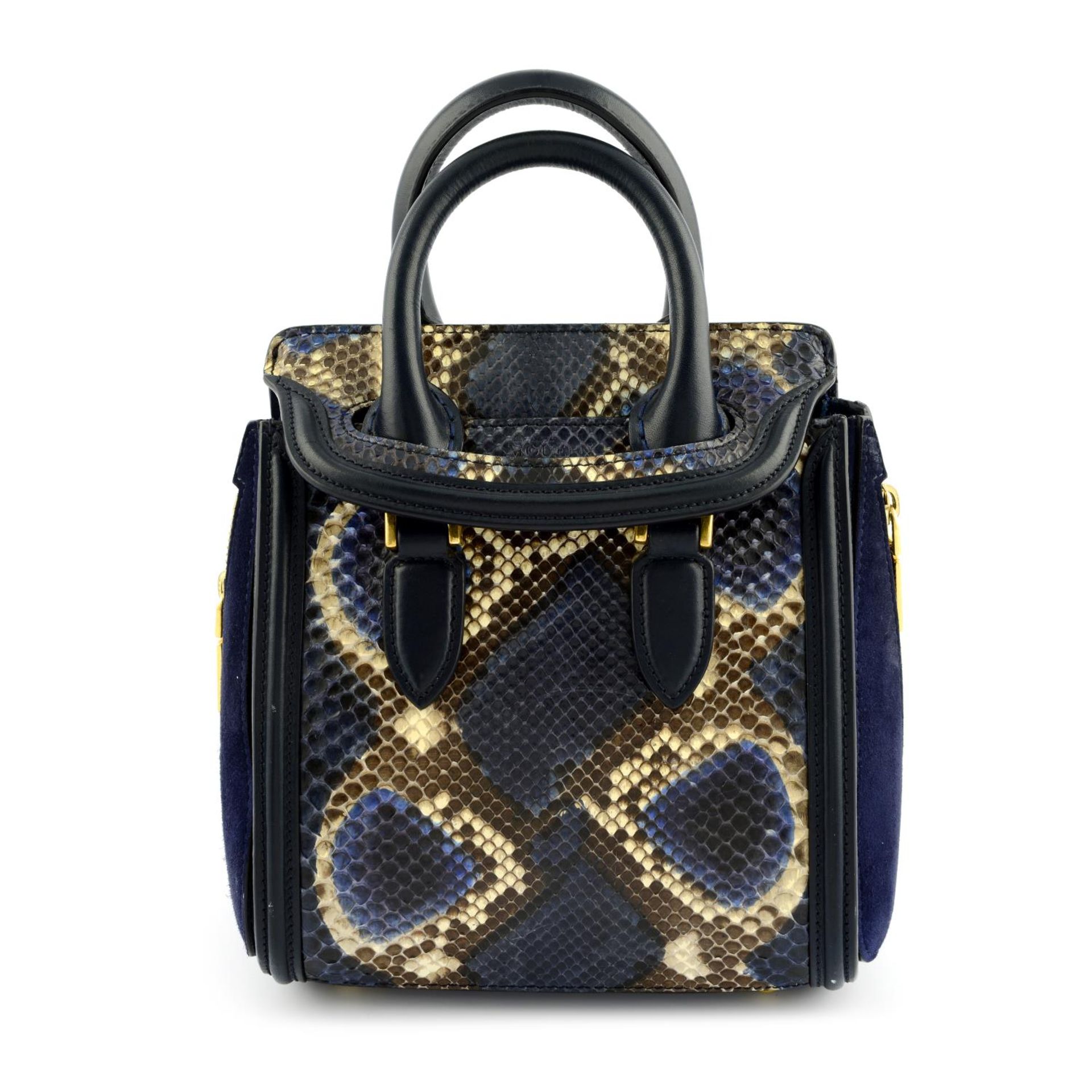 ALEXANDER MCQUEEN - a midnight blue python skin mini Heroine handbag.