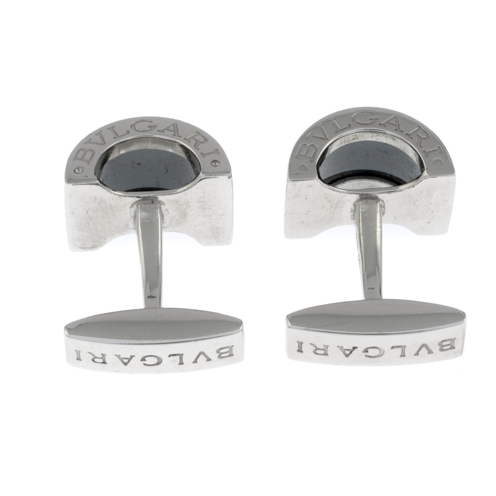 BULGARI - a pair of black 'B.Zero1' cufflinks. - Image 2 of 3