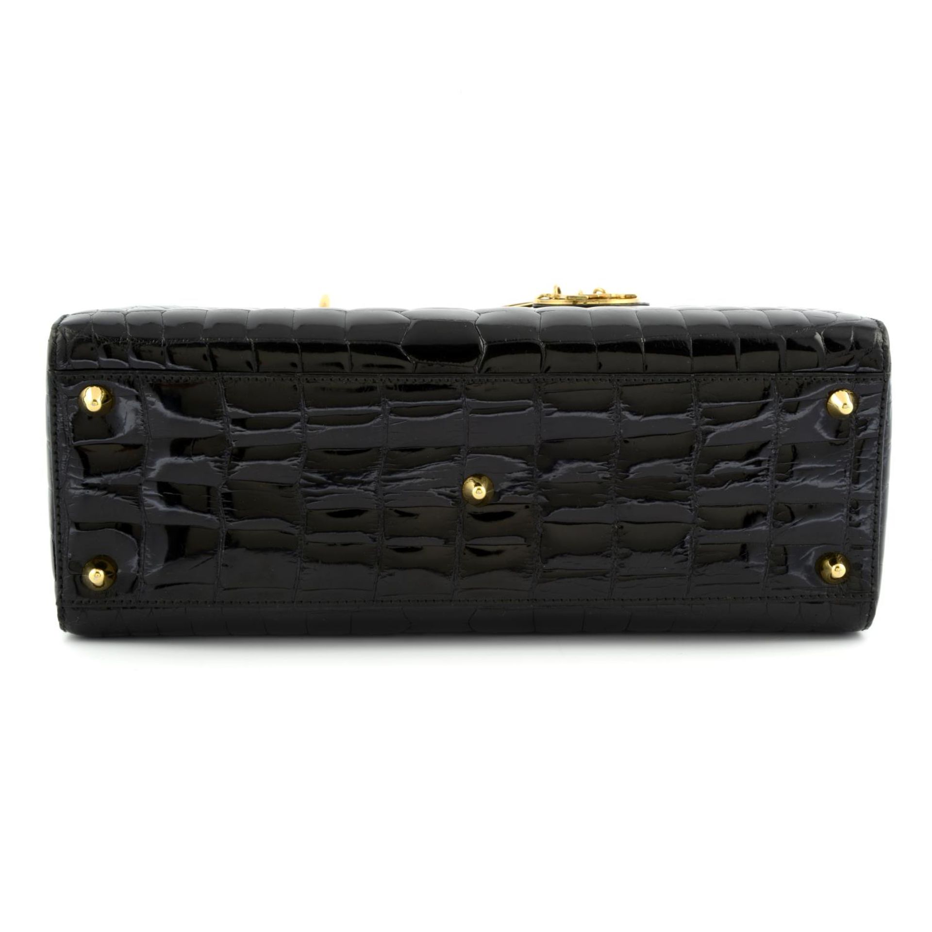 CHRISTIAN DIOR - a black crocodile Lady Dior handbag. - Image 5 of 5