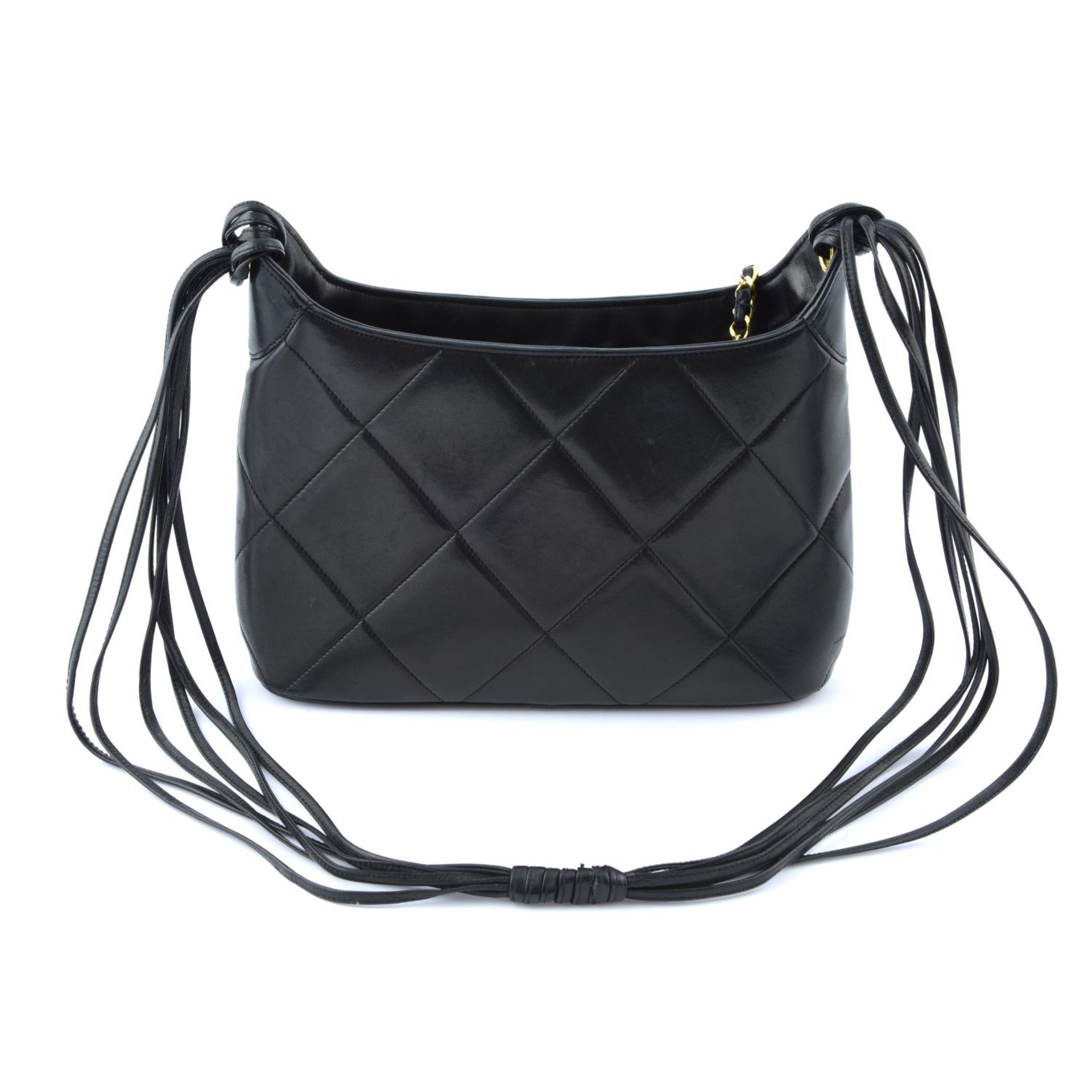 CHANEL - a black diamond quilted leather handbag. - Image 2 of 5