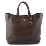 PRADA - a Vitello Daino Side Zip Convertible Tote.