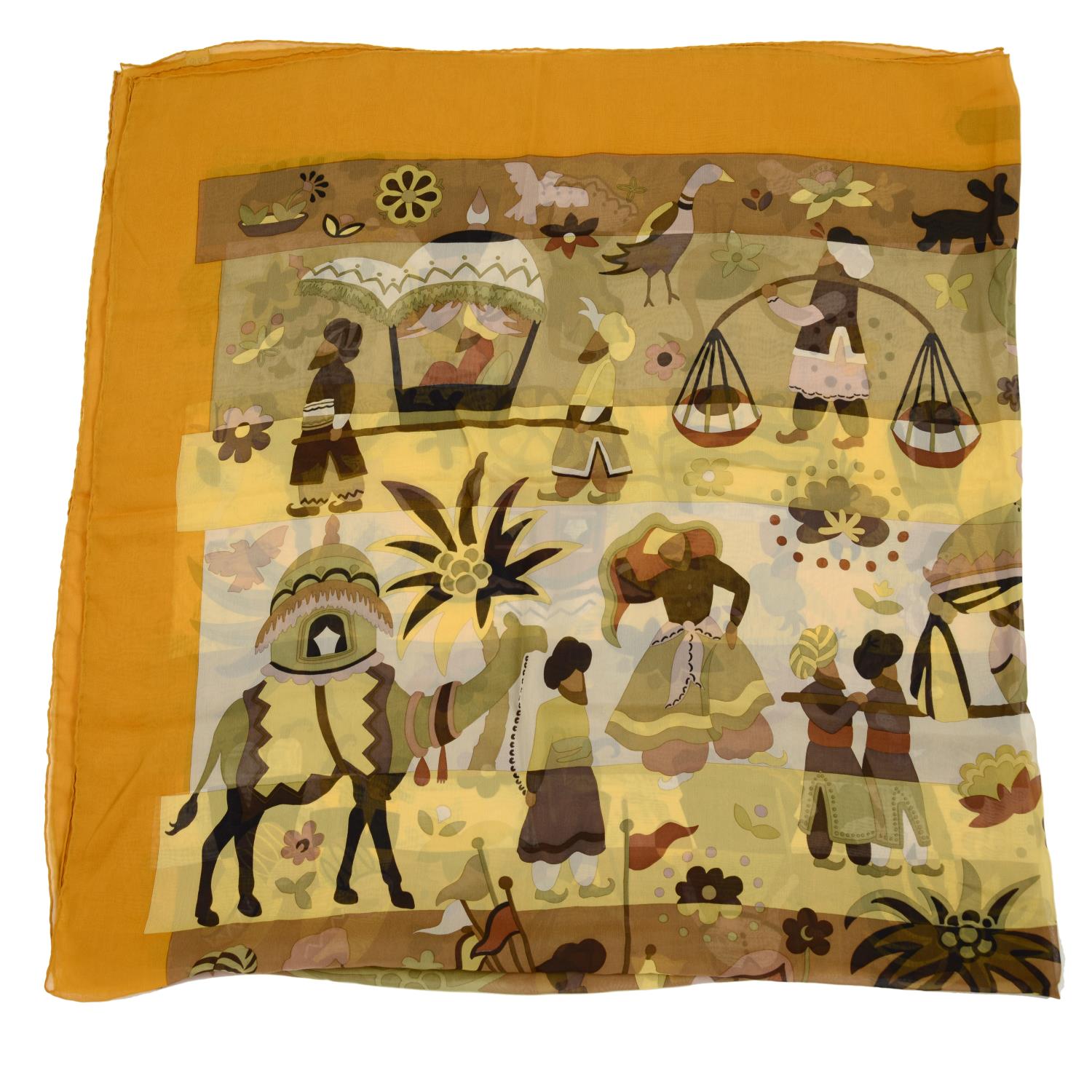 SALVATORE FERRAGAMO - a colourful printed silk scarf.