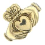 A 9ct gold claddagh ring.Hallmarks for 9ct gold.