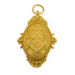 An Edwardian 9ct gold Masonic medallion.Hallmarks for Birmingham, 1906.Length 4.6cms.