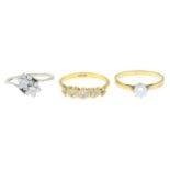 18ct gold diamond five-stone ring,