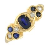 An early 20th century 18ct gold sapphire and diamond ring.Hallmarks for Chester,