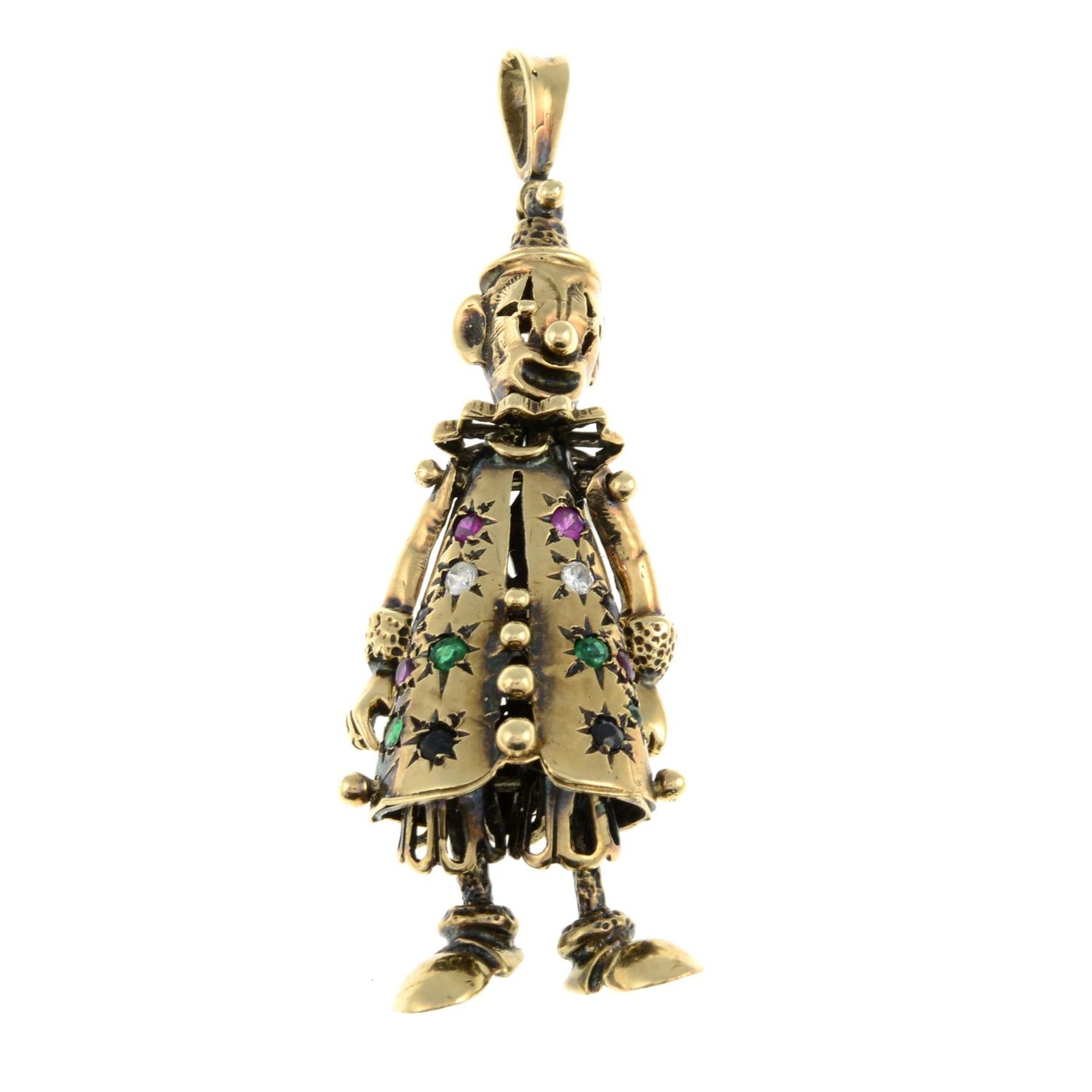 A 9ct gold vari-hue paste clown pendant,
