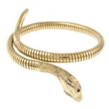 A 9ct gold snake bracelet,