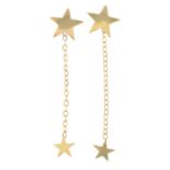 A pair of star stud earrings, with detachable star and chain drop.Full length 3.8cms.