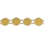 A 9ct gold full sovereign bracelet,