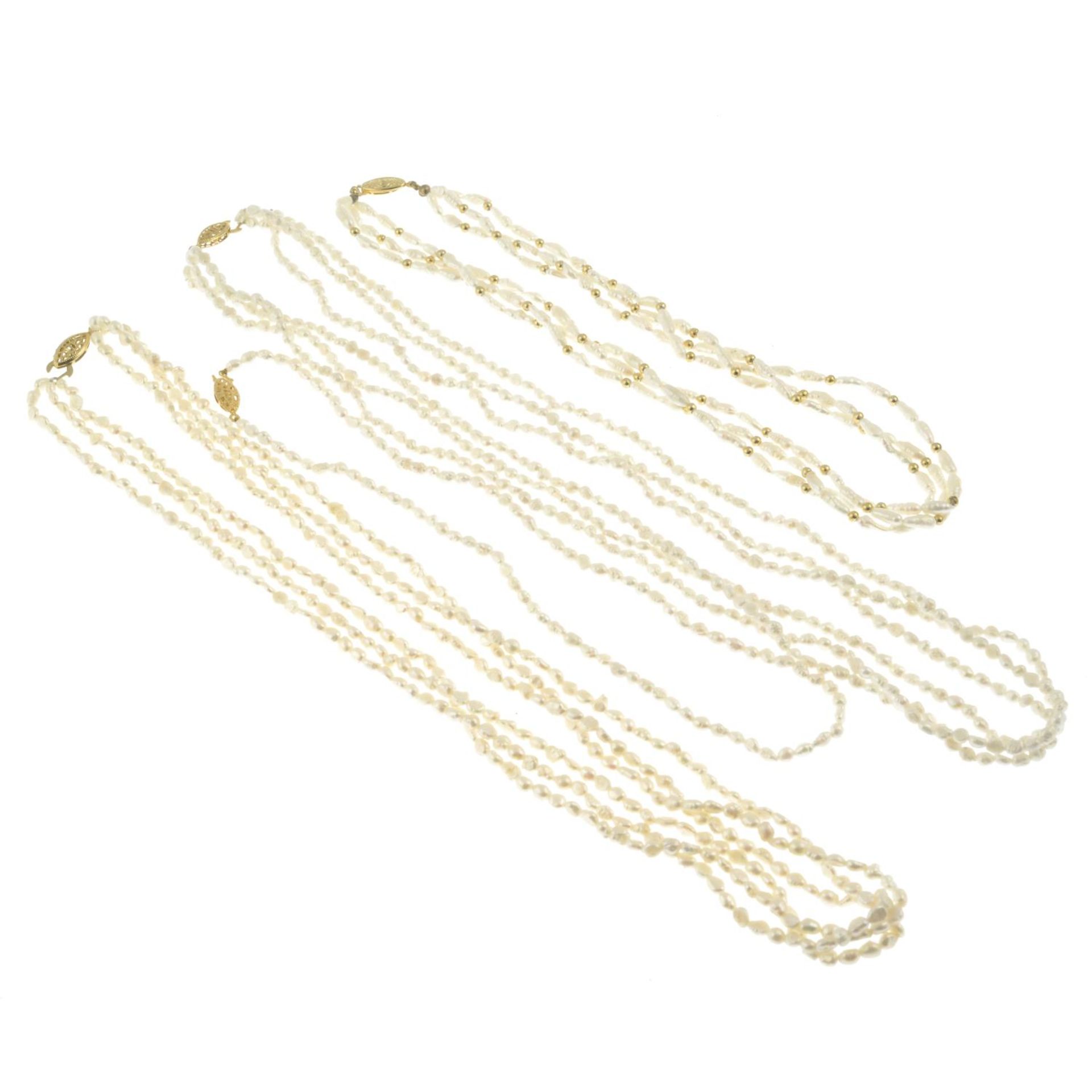Four freshwater cultured pearl necklaces.Lengths of necklaces 42 to 60cms. - Image 2 of 2