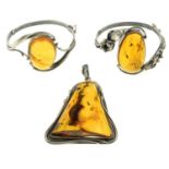 A selection of amber jewellery,