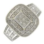 A 9ct gold diamond dress ring.Estimated total diamond weight 1.7cts.Hallmarks for Birmingham.Ring