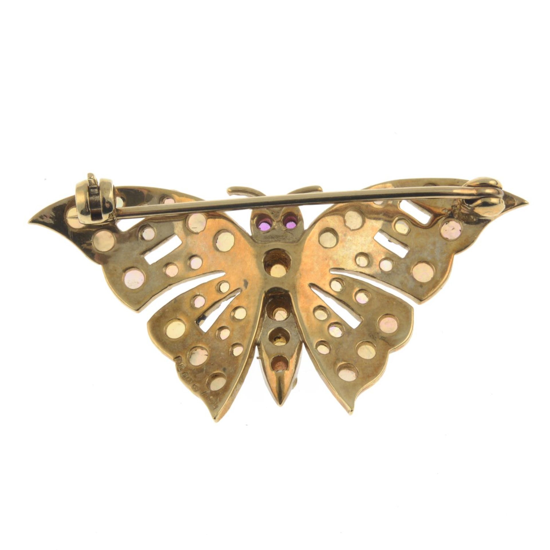 A 9ct gold opal and ruby butterfly brooch. - Image 2 of 2