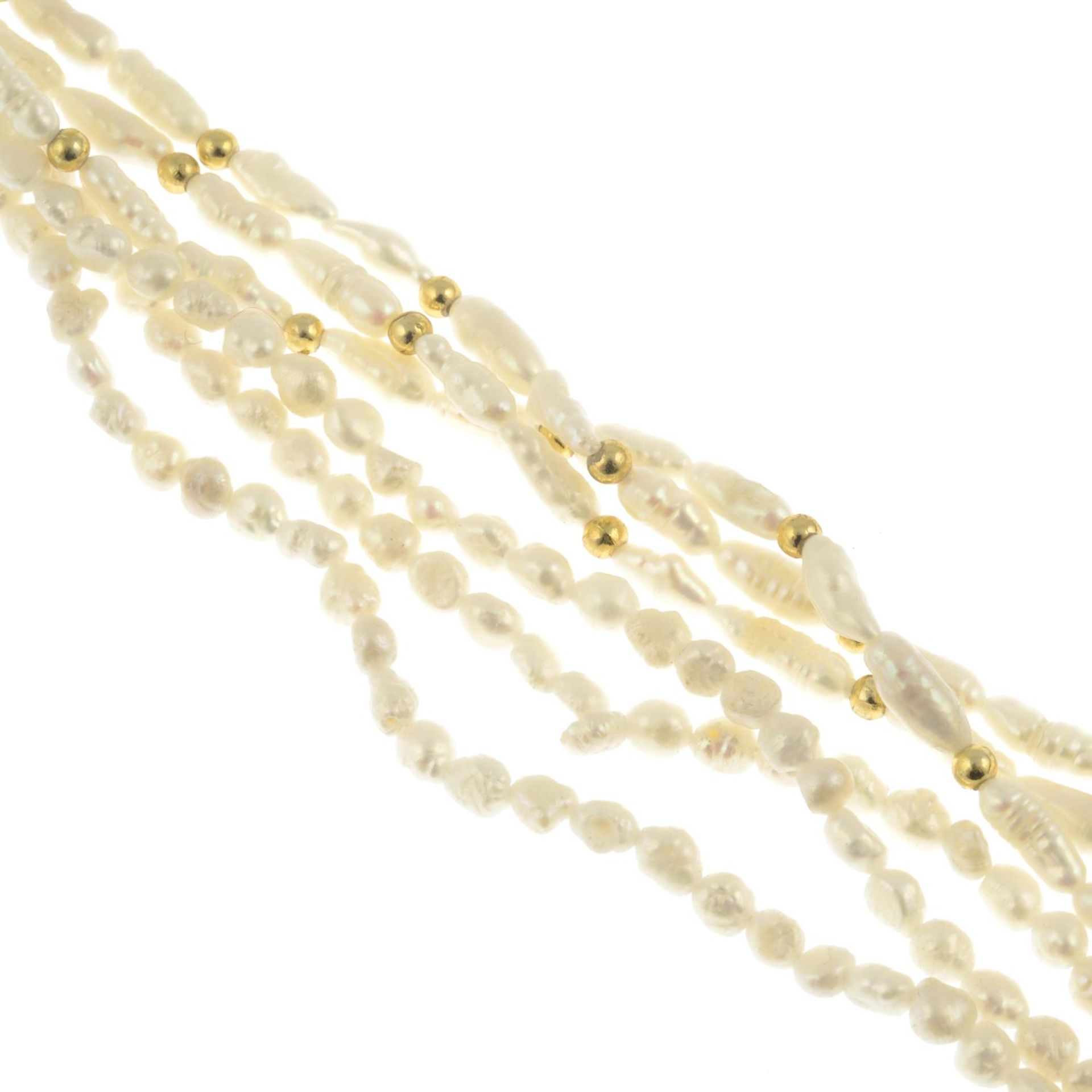 Four freshwater cultured pearl necklaces.Lengths of necklaces 42 to 60cms.