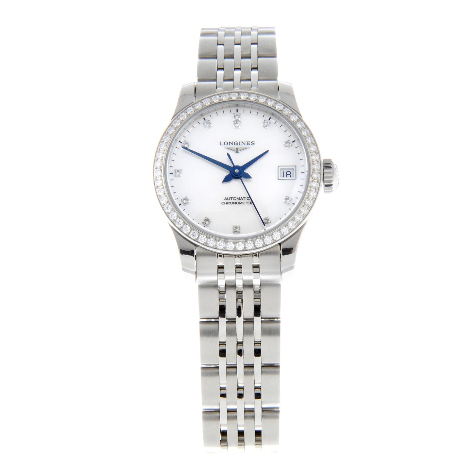 CURRENT MODEL: LONGINES - a lady's Record bracelet watch.